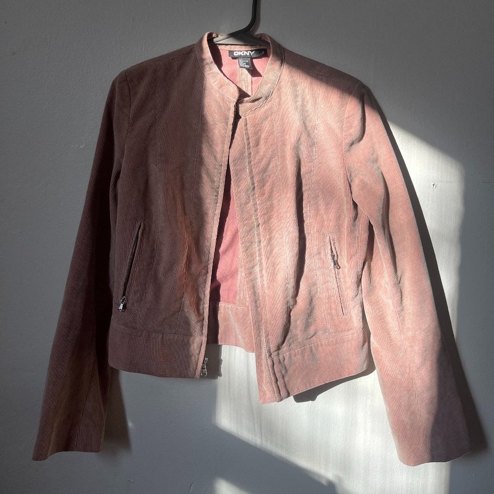 Y2K Pink Corduroy DKNY Zip up Jacket
